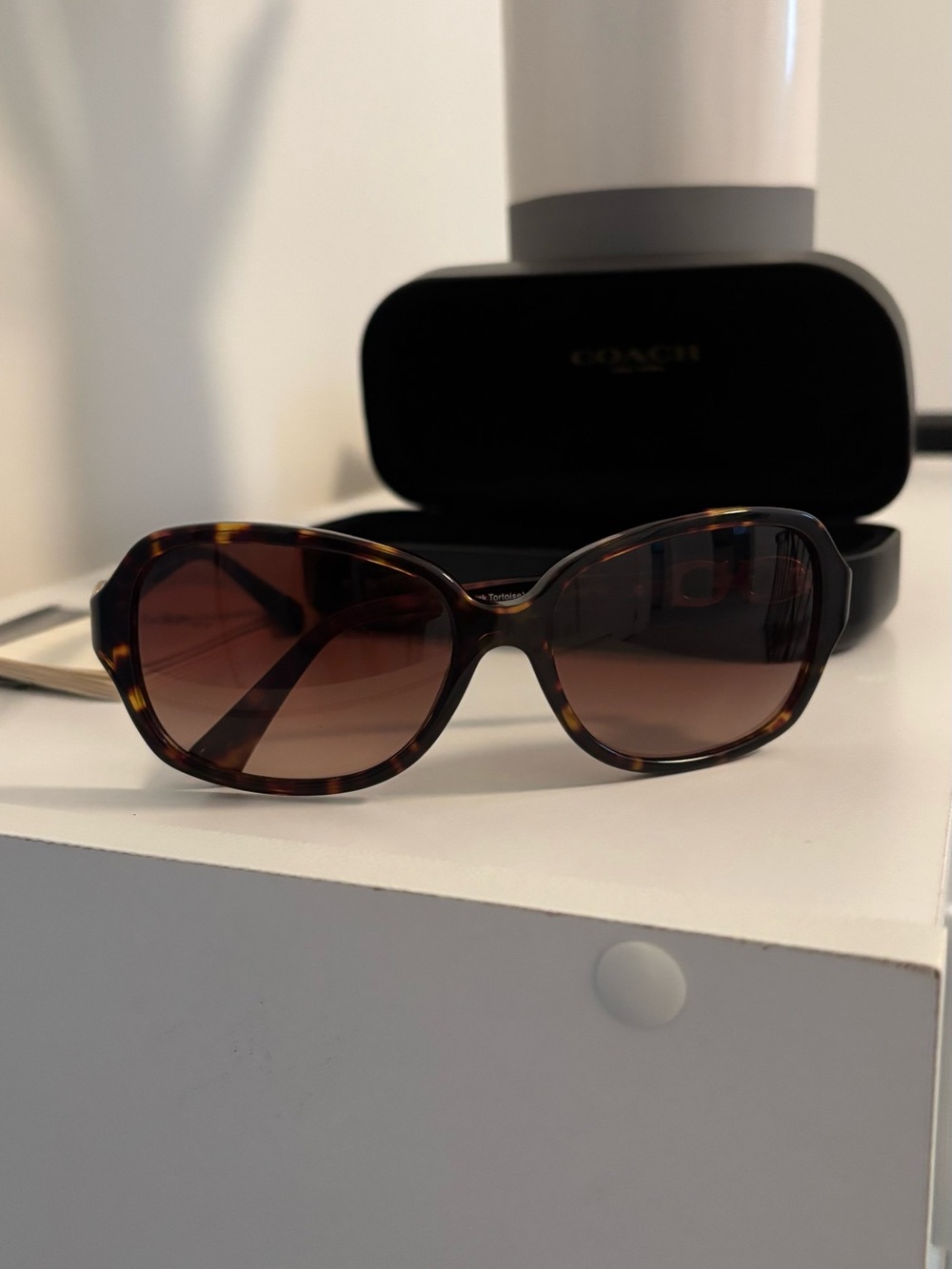Coach Women's Tortoiseshell Oval Sunglasses - Brown Lenses